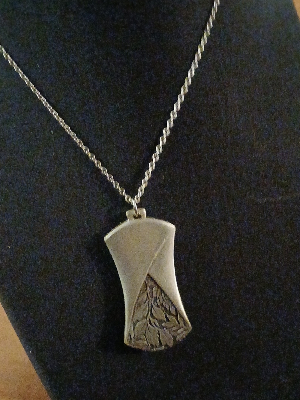 Silver-Tone Pewter Floral Pendant Botanica Necklace - Women Jewelry